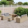 vidaXL Conjunto de sof&aacute; de jard&iacute;n 9 pcs Beige Polirat&aacute;n