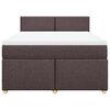 vidaXL Cama box spring con colch&oacute;n tela marr&oacute;n oscuro 140x190 cm