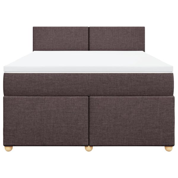 vidaXL Cama box spring con colch&oacute;n tela marr&oacute;n oscuro 140x190 cm