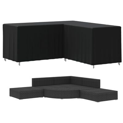vidaXL Cubierta de sofá en forma de L Oxford 420D negro 215x215x80 cm