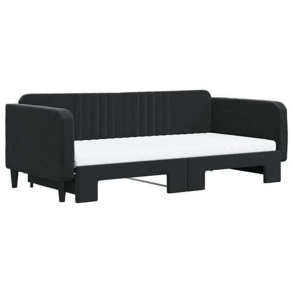 vidaXL Sofá cama nido con colchón terciopelo negro 100x200 cm