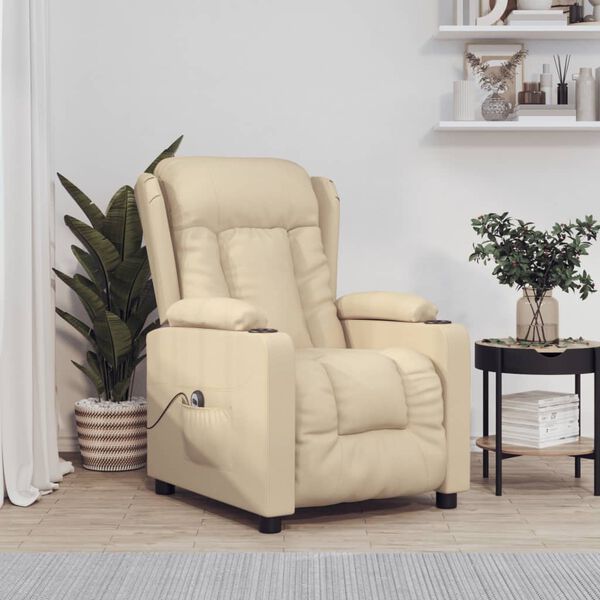 vidaXL Sill&oacute;n reclinable el&eacute;ctrico de tela crema
