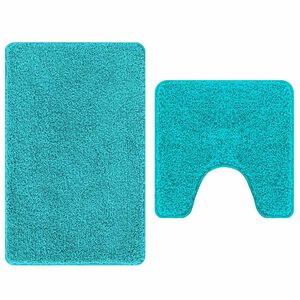 vidaXL Conjunto de alfombra de ba&ntilde;o antideslizante 2 pcs Tuquesa PP