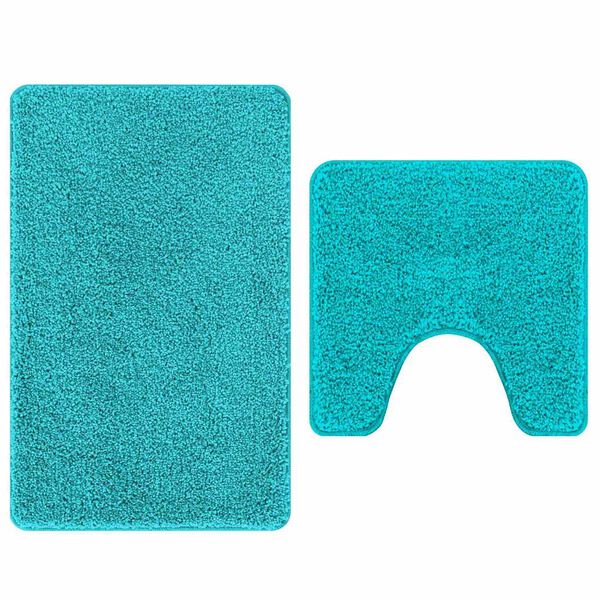 vidaXL Conjunto de alfombra de ba&ntilde;o antideslizante 2 pcs Tuquesa PP
