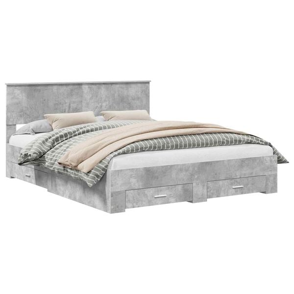 vidaXL Estructura de cama con cabecera Gris Concreto 160 x 200 cm