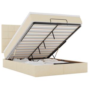 vidaXL Estructura de cama otomana con colch&oacute;n tela crema 140x190cm