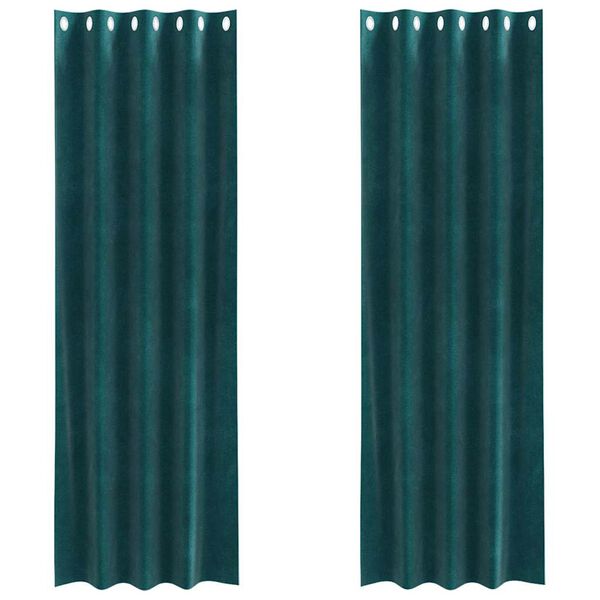 vidaXL Cortinas opacas 2 pcs Verde oscuro 140 x 260 cm Terciopelo