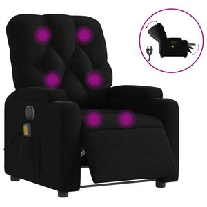 vidaXL Sill&oacute;n reclinable de masaje el&eacute;ctrico tela negro
