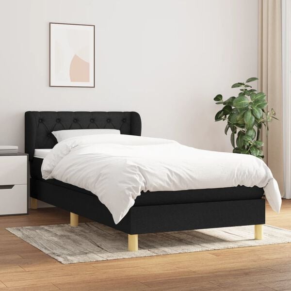 vidaXL Cama box spring con colch&oacute;n tela negro 80x200 cm