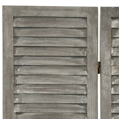 vidaXL Biombo de 4 paneles de madera maciza gris 143x166 cm