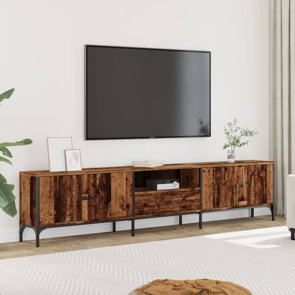 vidaXL Mueble TV con caj&oacute;n madera ingenier&iacute;a envejecida 200x25x44 cm