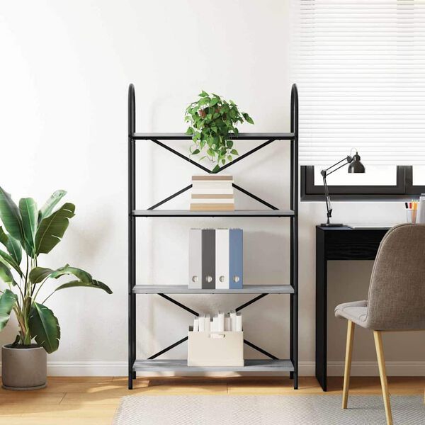 vidaXL Estante de libros Gris Sonoma 80 x 30 x 146 cm