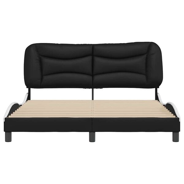 vidaXL Estructura de cama sin colch&oacute;n Hvar cuero sint&eacute;tico negro blanco 160x200cm