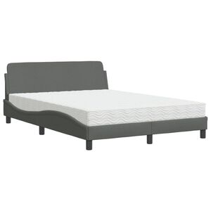 vidaXL Cama con colch&oacute;n Dover tela gris oscuro 120x200 cm
