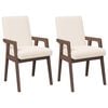 vidaXL Sillas de comedor con cojines, 2 unidades, color marr&oacute;n, madera maciza, caucho