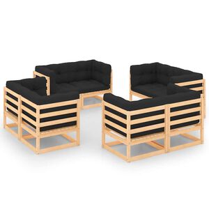 vidaXL Muebles de jard&iacute;n 8 pzas y cojines madera maciza pino