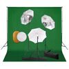 vidaXL Kit estudio fotogr&aacute;fico l&aacute;mparas, sombrillas, fondo y reflector