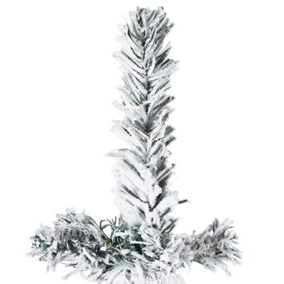 vidaXL Mitad árbol Navidad artificial delgado con nieve 210 cm