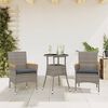 vidaXL Set comedor jard&iacute;n 3 pzas y cojines rat&aacute;n sint&eacute;tico vidrio gris