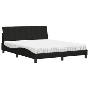 vidaXL Cama con colch&oacute;n Hanko de tela negro 160x200 cm