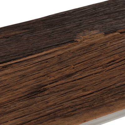 vidaXL Mesa consola de acero inoxidable plateado y madera maciza