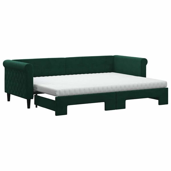 vidaXL Sof&aacute; cama nido con colch&oacute;n terciopelo verde oscuro 80x200 cm