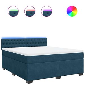 vidaXL Cama box spring con colch&oacute;n terciopelo azul 180x200 cm