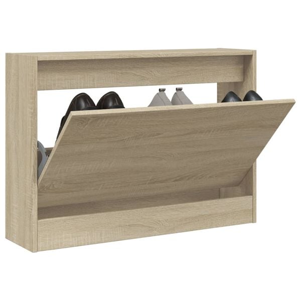 vidaXL Zapatero de madera de ingenier&iacute;a roble Sonoma 80x21x57 cm