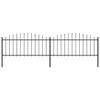 vidaXL Valla de jard&iacute;n con puntas de lanza acero negro (0,5-0,75)x3,4m