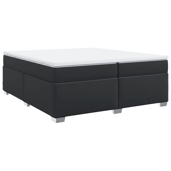vidaXL Cama box spring con colch&oacute;n cuero sint&eacute;tico negro 200x200 cm