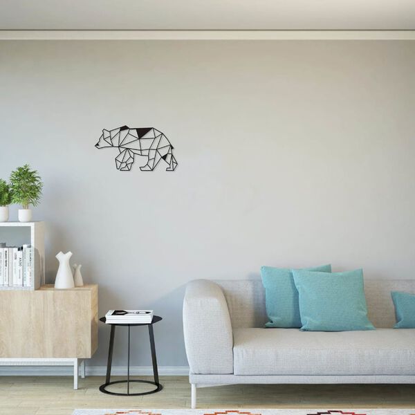 Homemania Adorno de pared Bear acero negro 55x30 cm