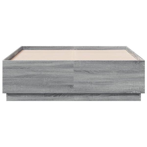 vidaXL Estructura de cama madera de ingenier&iacute;a gris Sonoma 140x190 cm