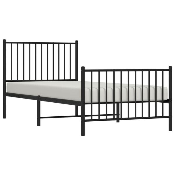 vidaXL Estructura cama sin colch&oacute;n con estribo metal negro 90x200 cm