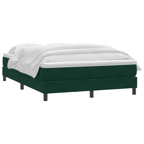 vidaXL Cama box spring con colch&oacute;n terciopelo verde oscuro 140x210 cm