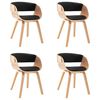 vidaXL Sillas de comedor 4 uds madera curvada cuero sint&eacute;tico negro