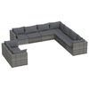 vidaXL Set de muebles de jard&iacute;n 9 pzas y cojines rat&aacute;n sint&eacute;tico gris