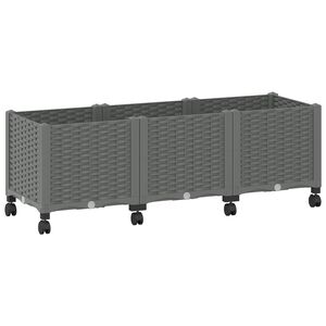 vidaXL Macetero de Jard&iacute;n con Ruedas Gris Claro 120 x 40 x 48 cm PP