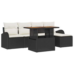 vidaXL Conjunto de sof&aacute; de jard&iacute;n 6 uds. Negro y crema