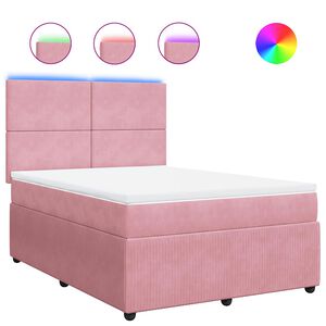 vidaXL Cama box spring con colch&oacute;n terciopelo rosa 140x190 cm