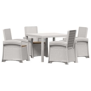 vidaXL Conjunto de Comedor de Jard&iacute;n 5 uds. Blanco y Topo PP