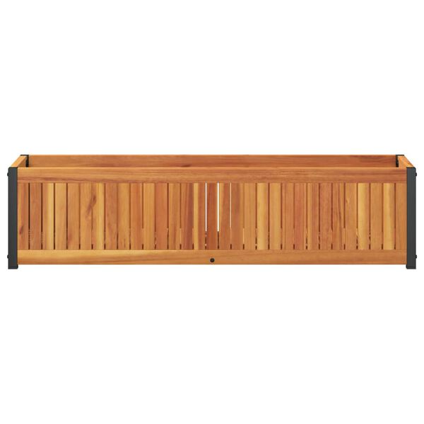 vidaXL Jardinera de madera maciza de acacia y acero 110x30x27,5 cm