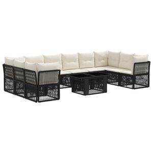 vidaXL Conjunto de sof&aacute;s de jard&iacute;n 11 uds. Negro rat&aacute;n sint&eacute;tico