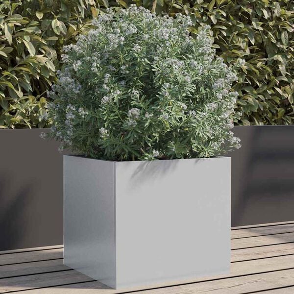 vidaXL Jardinera de acero galvanizado plateado 32x30x29 cm