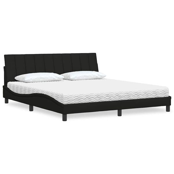 vidaXL Cama con colch&oacute;n Hanko de tela negro 180x200 cm