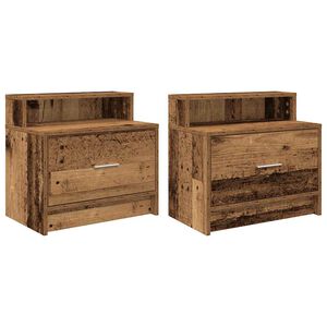 vidaXL Mesillas de noche con caj&oacute;n 2 uds madera vieja 51x31x47 cm