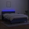 vidaXL Cama box spring colch&oacute;n y luces LED tela azul 140x190 cm