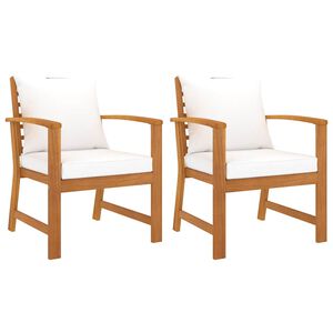 vidaXL Sillas de jard&iacute;n con coj&iacute;n crema 2 uds madera maciza de acacia