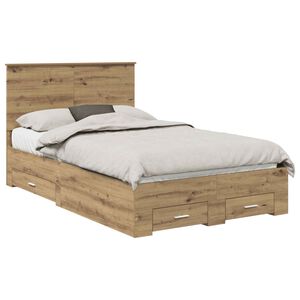 vidaXL Estructura de cama con cabecera Roble artesanal 120 x 190 cm