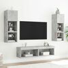 vidaXL Muebles TV pared con LED 6 pzas madera ingenier&iacute;a gris hormig&oacute;n