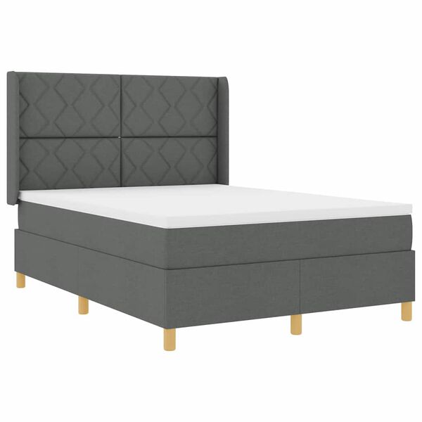 vidaXL Cama tipo Box Spring con tiras LED Gris 160 x 200 cm tela